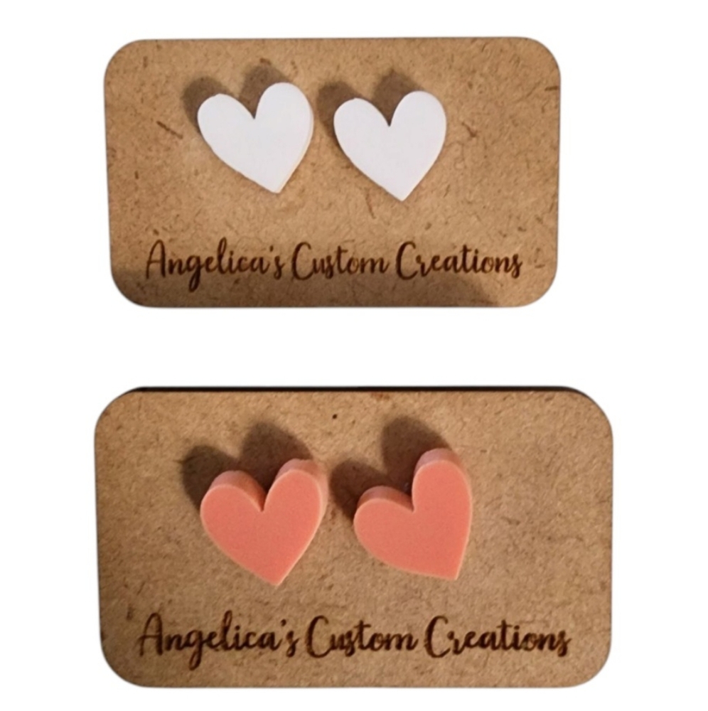 Sweet Heart Acrylic Stud Earrings - 2 Pair